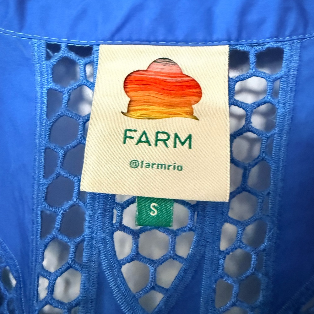 FARM Rio Blue Striped Richelieu Crop Top - Picture 2 of 6